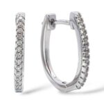 CZ  OVAL HOOP EARRING 17mm