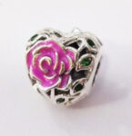 CZ ENAMEL ROSE HEART BEAD