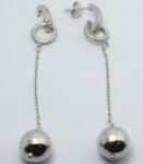 CZ EARRING WITH A DROP CHAIN AND BEAD ..