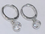 CZ HOOP EARRING WITH HANGING STONE