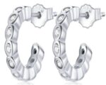 CZ HALF ROUND HOOP EARRING MULTI COLOR STONES