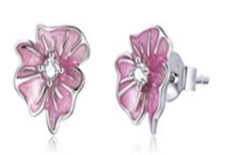 CZ ENAMEL FLOWER EARRING