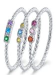 MULTI COLOR CZ 3 BAND RING SET