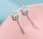 CZ CROWN AND DROP CHAIN CZ EARRING