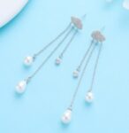 CZ TOP WITH 3 DROP CHAIN AND PEARLS EARRING