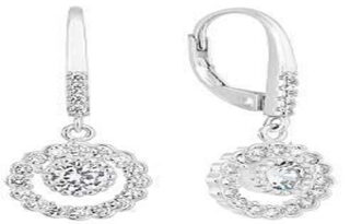 CZ LIVER BACK TWO CIRCLES HANGING EARRING