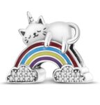 CZ ENAMEL RAINBOW WITH CAT BEAD