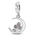 CZ MOON WITH FLOWERS CHARM