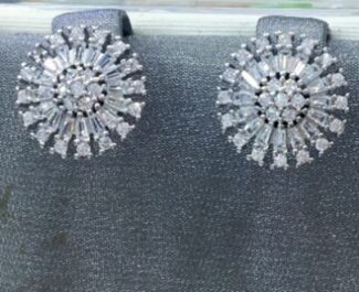 CZ BAGUETTE ROUND EARRING