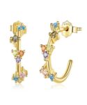 CZ HOOP EARRING WITH MULTI COLOR C STONES