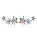 CZ EAR CLIMBER EARRING WITH COLOR STONES