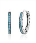 CZ LIGHT BLUE COLOR HOOP EARRING 18.0mm