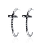 CZ CROSS HOOP EARRING