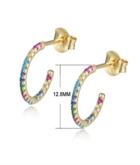 CZ MULTI COLOR HOOP EARRING POST