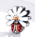CZ ENAMEL LADY BUG ON A FLOWER BEAD