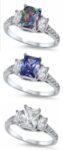 CZ EMERALD CUT CENTER STONE RING AVAILABLE IN WHITE CZ MASTIC TANZANITE