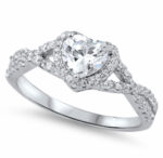 CZ HEART CENTER STONE RING