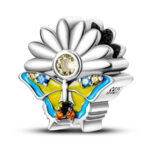 CZ ENAMEL BUTTERFLY AND FLOWER BEAD