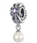 CZ ROUND BEAD WITH PEARL CHARM