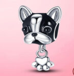 CZ DOG WITH A DOG PAW BEAD