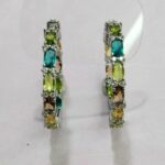 24MM MULTI COLOR CZ HOOP EARRING WITH PUSH ON LOCK
