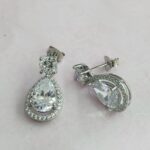 PEAR SHAPE CZ EARRING AND ROUND CZ ON TOP