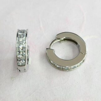 HOOP EARRING WITH PRINCESS CUT CZ 15mm
