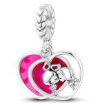 ENAMEL CZ 2 PIECE HEART CHARM LOVE