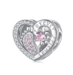 CZ HEART WITH FOOT PRINT BEAD