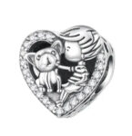 CZ HEART BEAD WITH BOY AND DOG