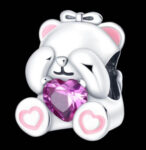 CZ ENAMEL HEART TEDDY BEAR BEAD