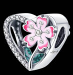 CZ ENAMEL FLOWER HEART BEAD