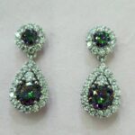 CZ EARRING WITH PEAR SHAPE DROP EARRING