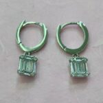 HOOP EARRING WITH CZ BAGUETTE HANGING