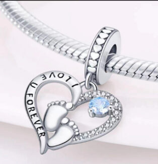 CZ HEART WITH BABY FOOT