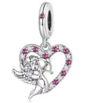 CZ HEART WITH ANGEL CHARM