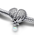 CZ HEART BEAD WITH A PEARL