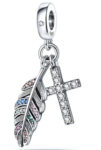 CZ CROSS AND LEAF CHARM