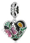 CZ ENAMEL HEART WITH BUTTERFLY CHARM