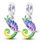 ENAMEL COLORFUL LIZARD ON A BRANCH  CHARM
