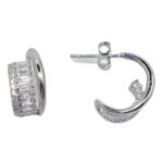 CZ DOUBLE HOOP EARRING POST 13.5mm
