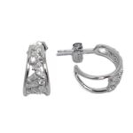 CZ BAGUETTES HOOP EARRING 15mm