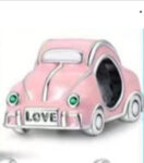 ENAMEL PINK CAR BEAD