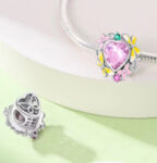 CZ ENAMEL HEART FLOWER BEAD