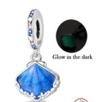CZ ENAMEL SEA SHELL CHARM BLOW IN DARK