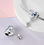 CZ HEART AND TEDDY BEAR BEAD