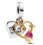 CZ TWO PCS HEART CHARM