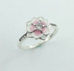 MICRO SETTING CZ AND ENAMEL FLOWER RING