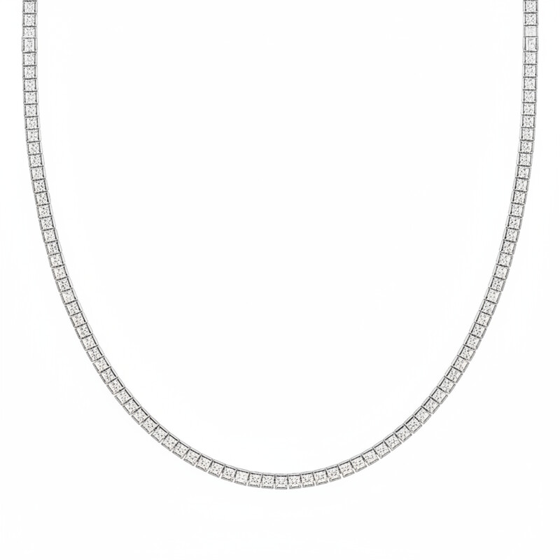 2MM SQ CZ TENNIS NECKLACE 50cm 10210NC2.0-50
