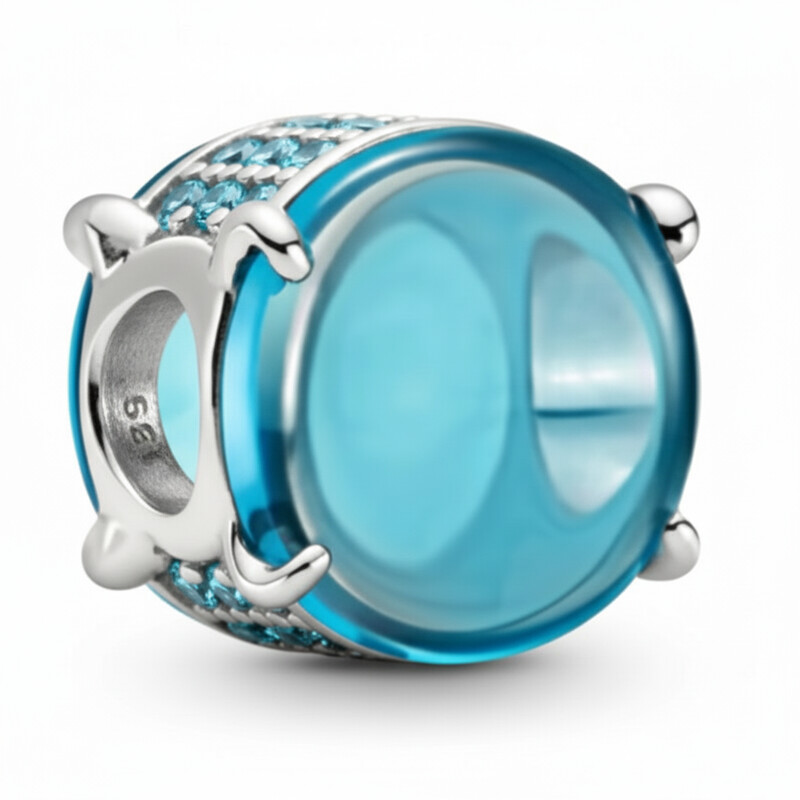 BEAD WITH COLOR STONE ON BOTH SIDES BLUE ASJ11459CH-BL